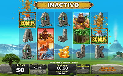 Dos símbolos Bonus en los tambores 1 y 5 activan el juego bonus en la slot Jackpot Giant.