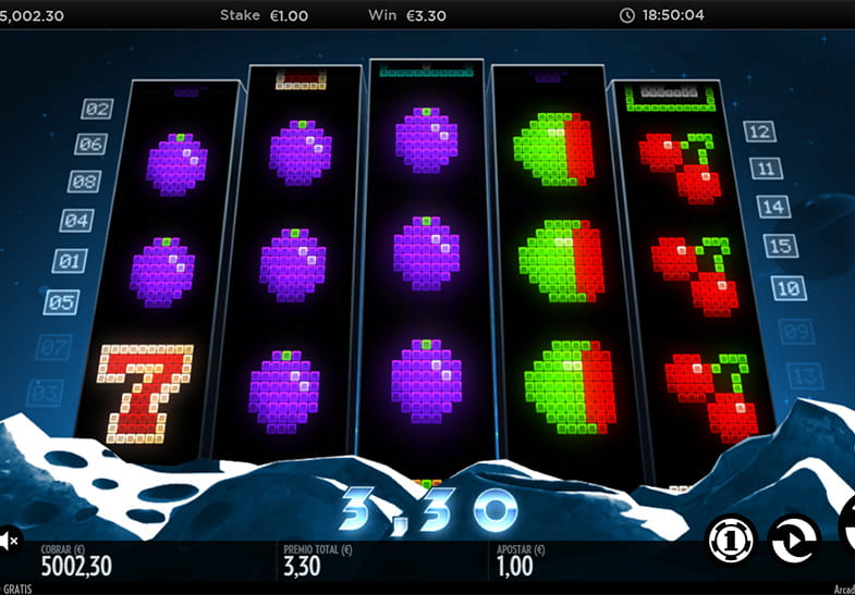 Panel del juego principal de Arcader, slot desarrollada por Thunderkick