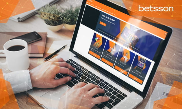 Ordenador portátil con la página web de Betsson Casino en la pantalla
