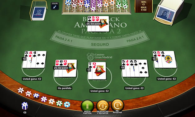La mesa de Blackjack Americano de Playtech en Casino Gran Madrid