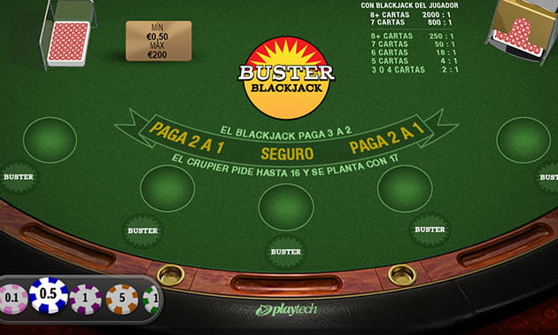 Pantalla inicial de Buster Blackjack en casino Sportium.