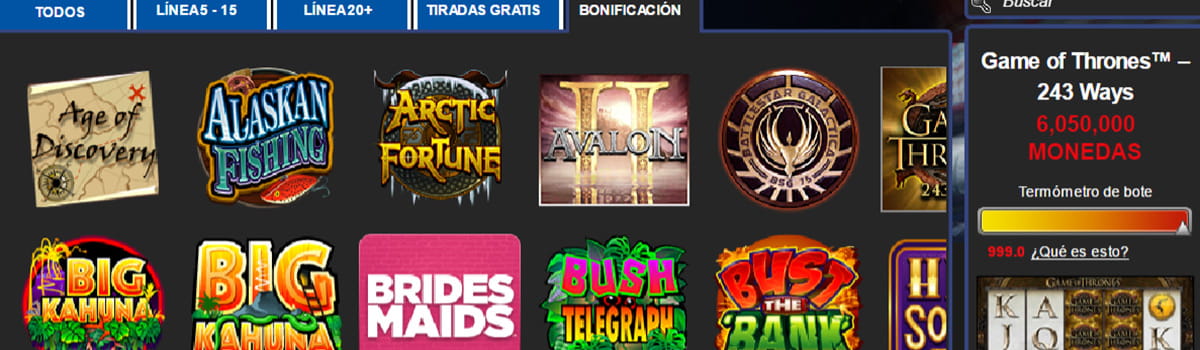 Tragaperras de casino Betway en su casino de versión flash