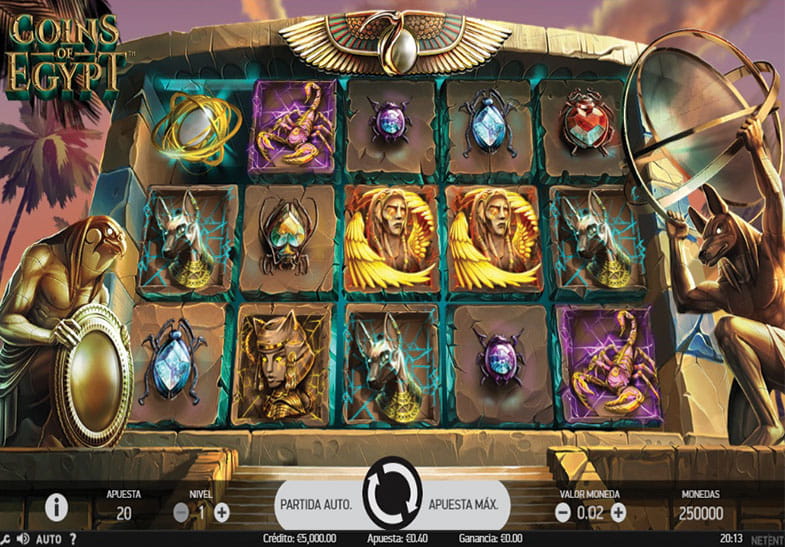 Coins of Egypt es un juego ambientado en Antiguo Egipto con un alto RTP
