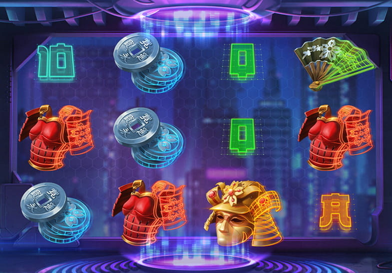 Panel del juego principal de Shogun of Time de Microgaming