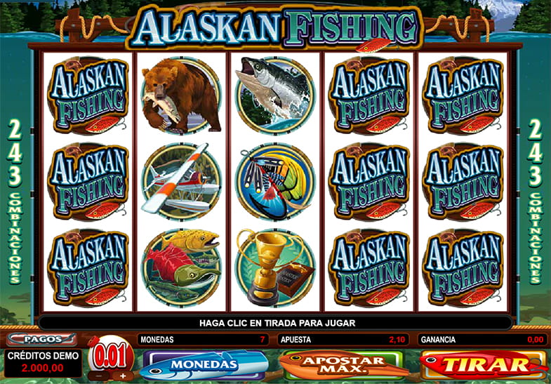 Panel del juego principal de Alaskan Fishing slot de Microgaming