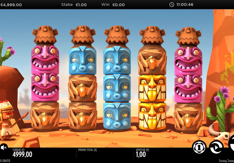 Panel del juego principal de Turning Totems, slot de Thunderkick