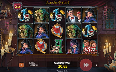 Panel de control de los giros gratis ilimitados, de Dracula's Family slot de Playson.