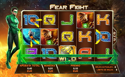 Panel de control de los giros gratis Fear Fight de Green Lantern slot de Playtech