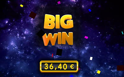 Moment du jeu avec le signe Big Win et un prix de 36,40 €
