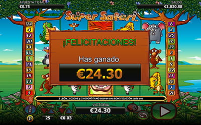 Felicitación por ganar un gran premio en la slot Super Safari de NextGen.