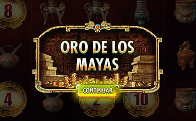 Pantalla de la slot Maya con inicio de la función Oro de los Mayas