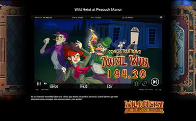 Ganancia de los giros gratis en la tragaperras Wild Heist at Peacock Manor.