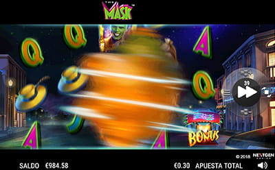 Animación de Giros, una función de comodin, de la slot The Mask