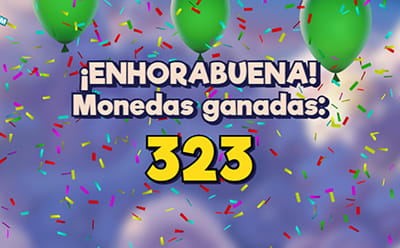 Celebración de un gran premio en la slot Finn and the Swirly Spin.