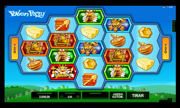 Pantalla inicial en la slot Pollen Party