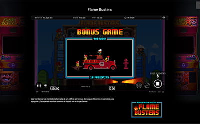 Inicio del juego de bonificación en la slot Flame Busters.