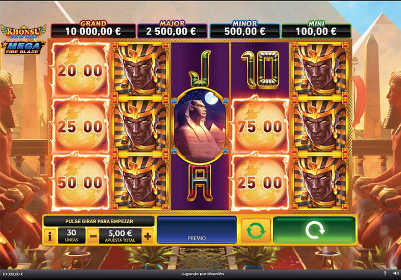 Tablero de Khonsu God of Moon, tragaperras de Playtech de temática egipcia