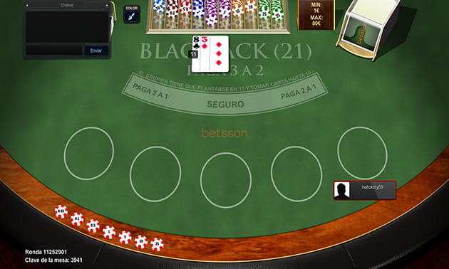 Mesa del juego Blackjack Multiplayer en Betsson casino.