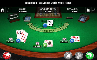 Blackjack Pro Monte Carlo Multi Hand en casino Luckia.