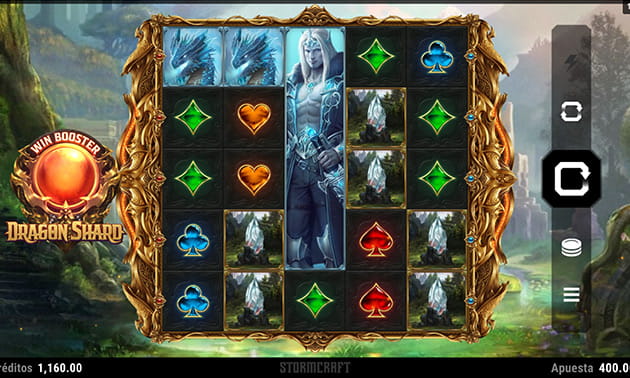 Panel de Juego principal perteneciente a la tragaperras Dragon Shard de Microgaming.