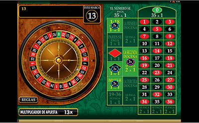 Bonificación de la Ruleta, perteneciente a la tragaperras Riviera Riches de Microgaming.