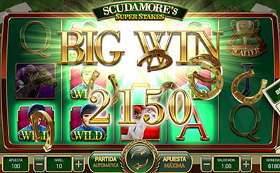 Imagen de una alta ganancia de Sudamore's Super Stakes slot de NetEnt.