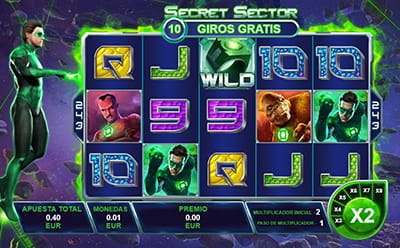 Juego de giros gratis llamado Secret Sector de Green Lantern slot de Playtech