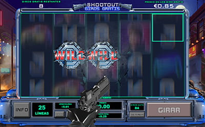 Juego de giros gratis llamado Shootout de Robocop slot de Playtech.