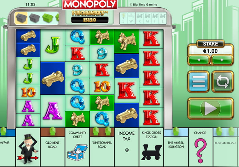 Pantalla del juego de slot Monopoly Megaways
