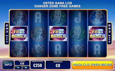 Activación de giros gratis en la tragaperras Top Gun.