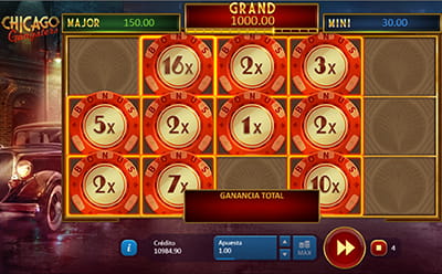 Pantalla del juego bonus de la slot Chicago Gangsters.