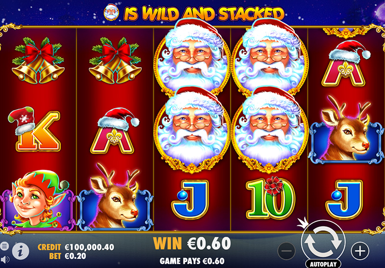 Pantalla del juego de slot Santa