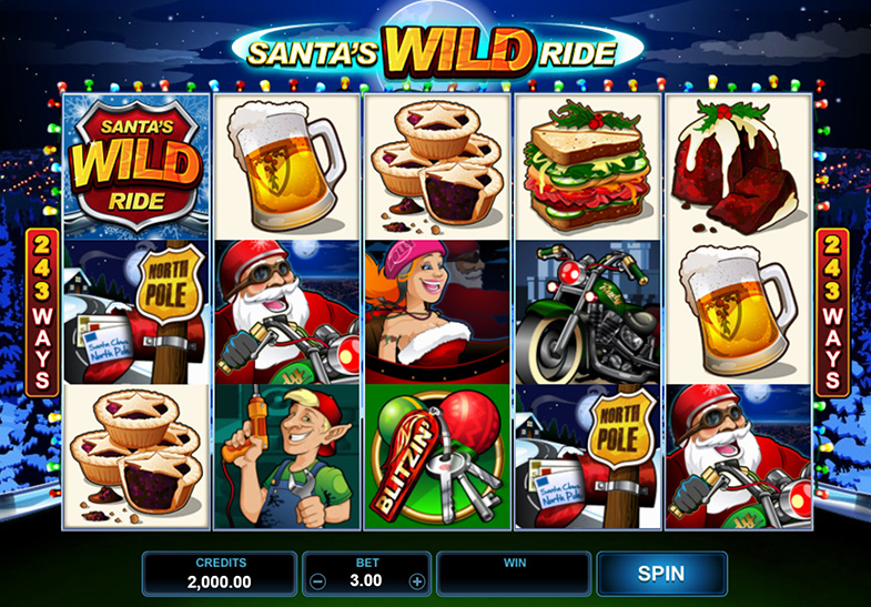 Pantalla del juego de slot Santa's Wild Ride