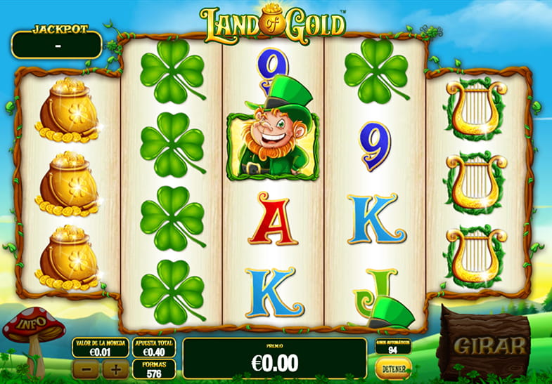 Panel del juego principal de Land of Gold slot de Playtech.
