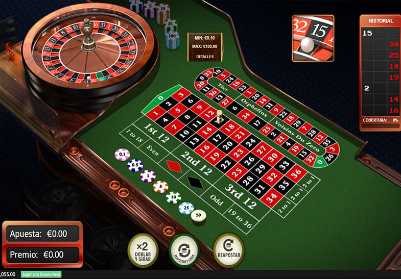 Mesa de ruleta europea clásica de Playtech en casino Gran Madrid online.