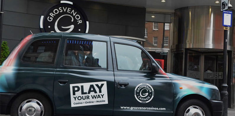 Grosvenor casino dans le taxi londonien