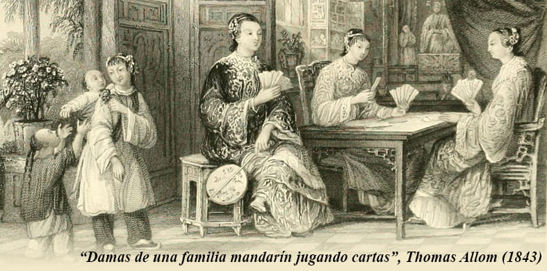 Thomas Allom peignant "Les dames chinoises jouent aux cartes"