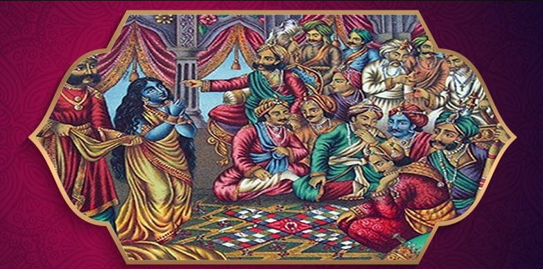 Jeu avec dés de Kauravas et Pandavas dans le livre du Mahabharata