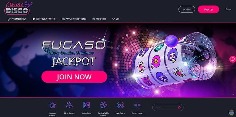 Page d'accueil de Casino Disco