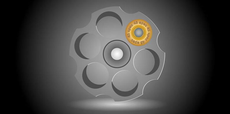 Cilindro de revolver con una bala