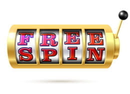 Las palabras 'Giros gratis' en un rodillo de máquina tragaperras.