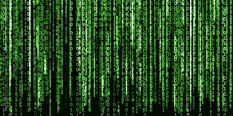 Code informatique avec des chiffres de couleur verte.
