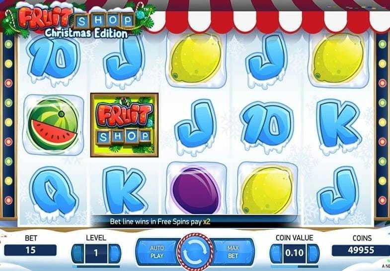 Pantalla de inicio de la slot Fruit Shop Christmas Edition