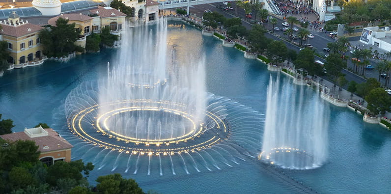 Les fontaines du Casino Bellagio à Las Vegas
