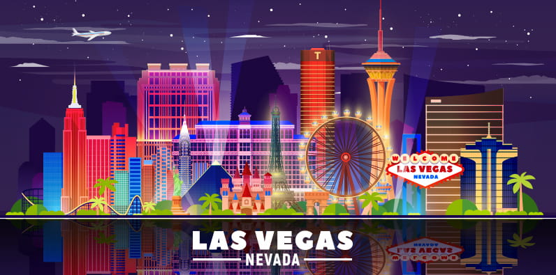 Une carte de Las Vegas dessinée avec le signe "Las Vegas Nevada"