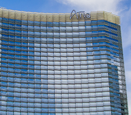 La façade de l'Aria Hotel and Casino resort à Las Vegas